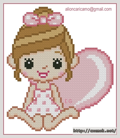 Download embroidery patterns by cross-stitch  - Bimba con cuore, author 