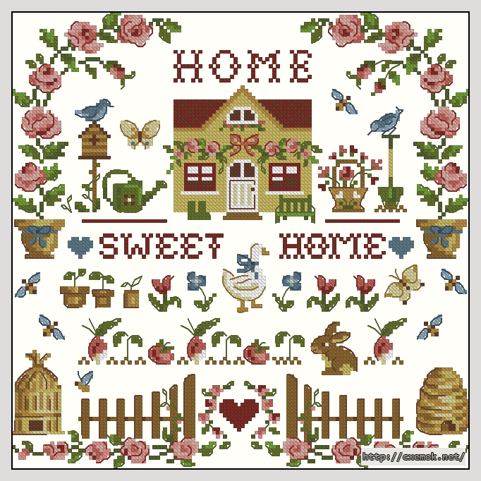 Скачать схемы вышивки нитками / крестом  - Home sweet home, автор 