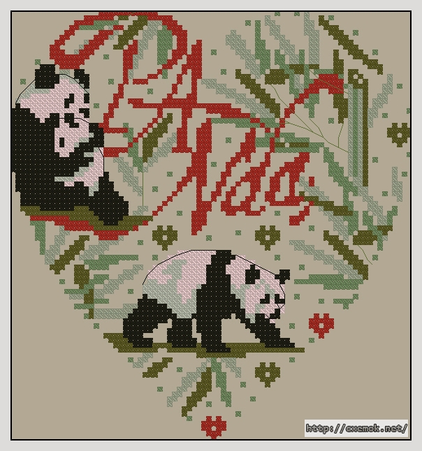 Download embroidery patterns by cross-stitch  - Panda, author 