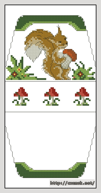 Download embroidery patterns by cross-stitch  - Белочка с грибом