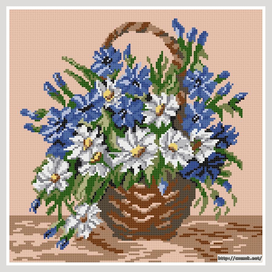 Download embroidery patterns by cross-stitch  - Cosulet cu albastrele, author 