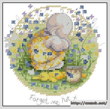 Download embroidery patterns by cross-stitch  - Forget me not, author 