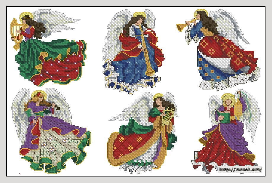 Завантажити схеми вишивки нитками / хрестом  - Angels of christmas, автор 