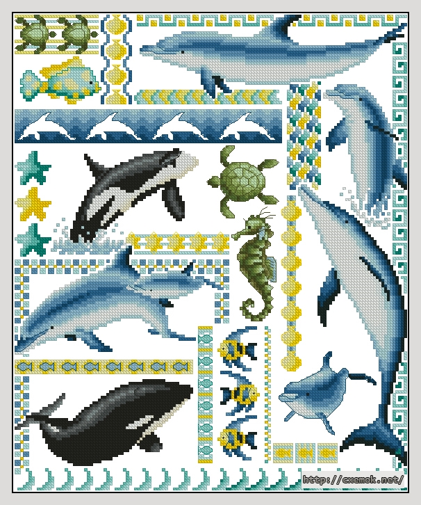 Download embroidery patterns by cross-stitch  - Aqua, author 