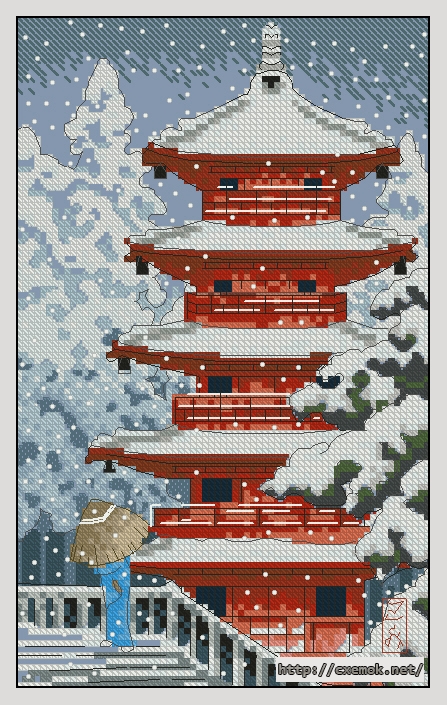 Скачать схемы вышивки нитками / крестом  - Red pagoda, автор 