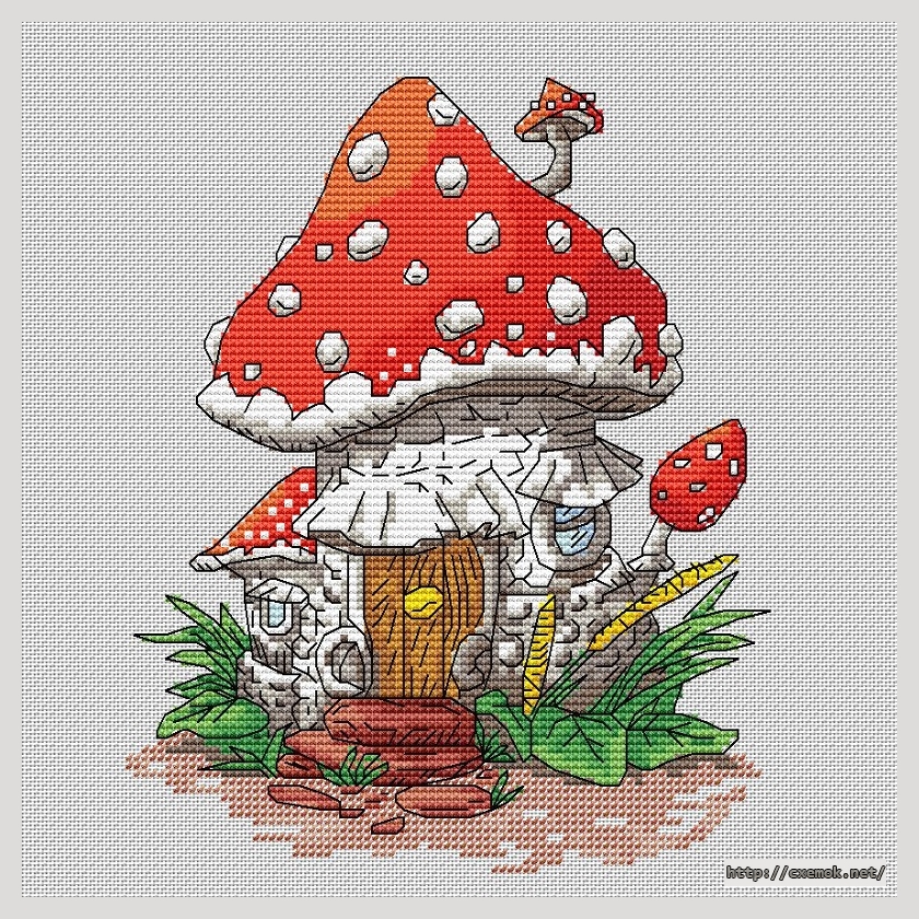 Download embroidery patterns by cross-stitch  - A house is a mushroom, author 