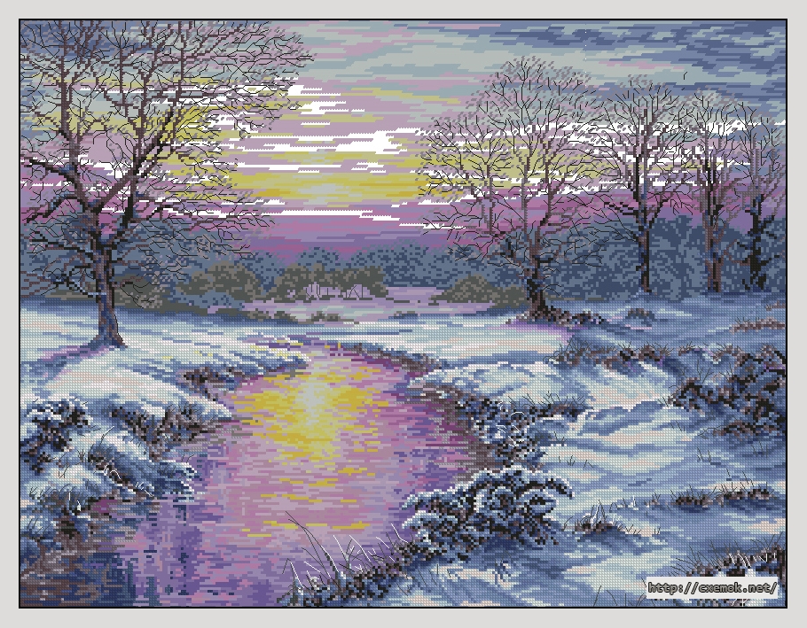 Скачать схемы вышивки нитками / крестом  - Winter sunset, автор 