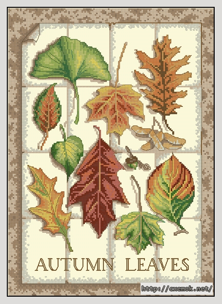 Скачать схемы вышивки нитками / крестом  - Leaves of autumn, автор 
