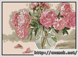Скачать схемы вышивки нитками / крестом  - Peonies in vase, автор 