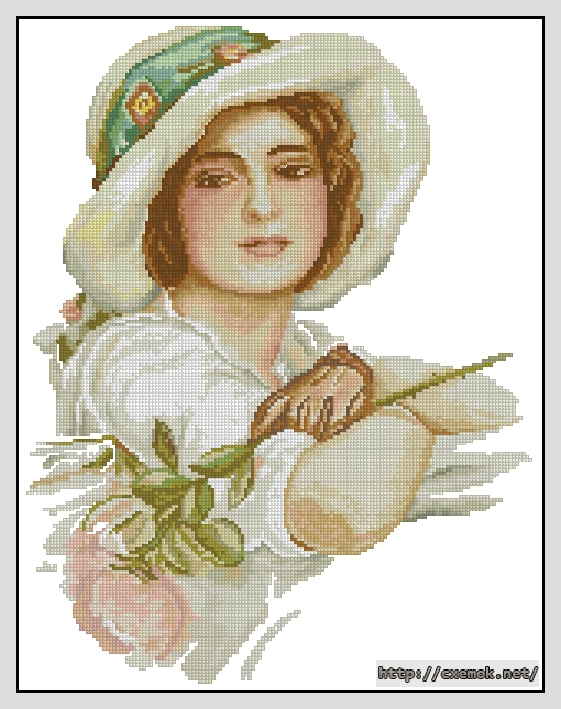 Дама в шляпе Элит серия - Канва с нанесенным рисунком для вышивки крестом 23х30 см