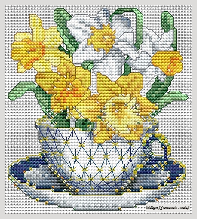 Download embroidery patterns by cross-stitch  - March-daffodils, author 