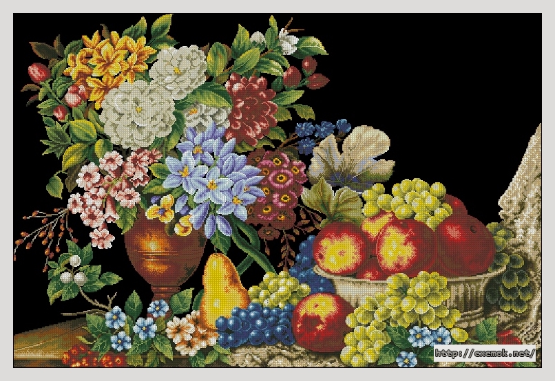 Download embroidery patterns by cross-stitch  - Showy flovers, author 