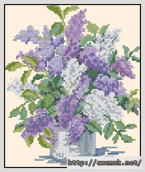 Download embroidery patterns by cross-stitch  - Букет сирени 7