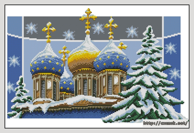 Завантажити схеми вишивки нитками / хрестом  - Рождественские купола, автор 