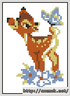 Download embroidery patterns by cross-stitch  - Оленёнок с бабочкой, author 