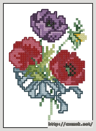 Скачать схемы вышивки нитками / крестом  - Floral bouquet 1, автор 