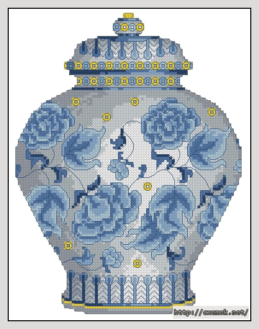 Download embroidery patterns by cross-stitch  - Gold blue and white jar, author 