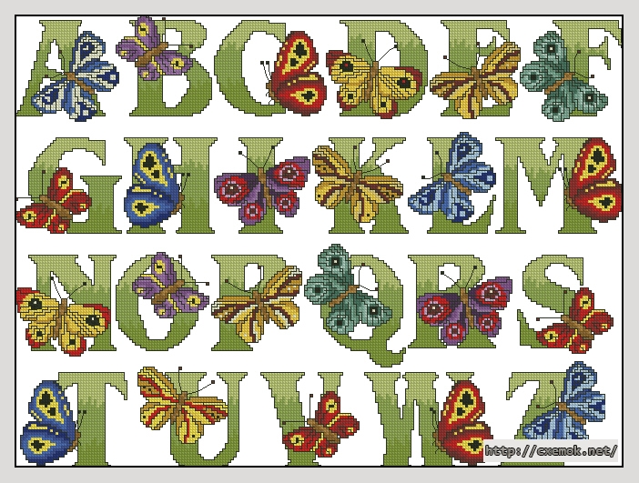 Download embroidery patterns by cross-stitch  - Butterfly alpbabet