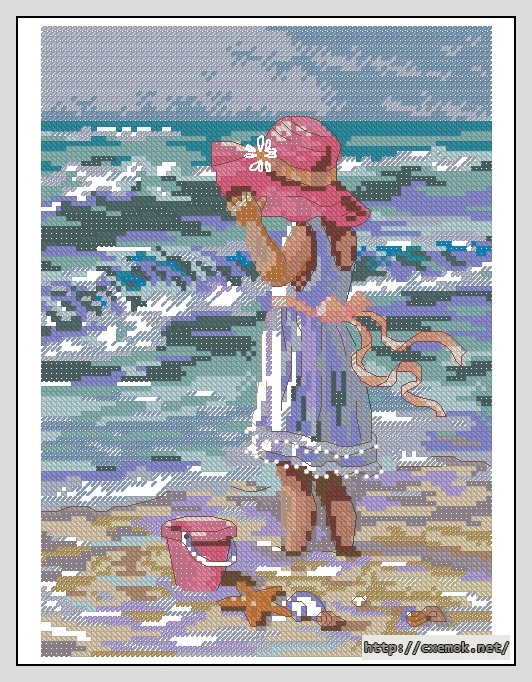 Скачать схемы вышивки нитками / крестом  - Girl at the beach, автор 
