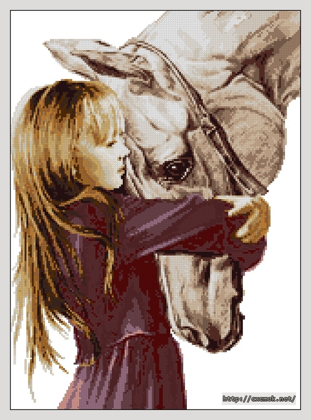 Скачать схемы вышивки нитками / крестом  - Девочка с лошадью, автор 