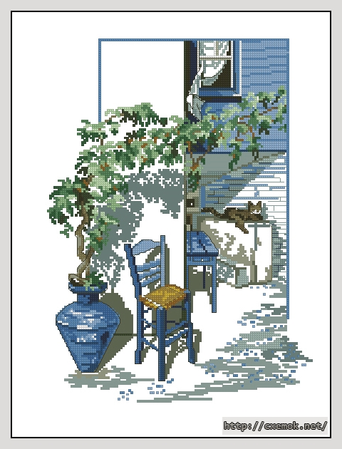 Download embroidery patterns by cross-stitch  - Greek courtyard, author 