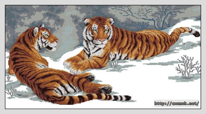 Скачать схемы вышивки нитками / крестом  - Амурские тигры, автор 
