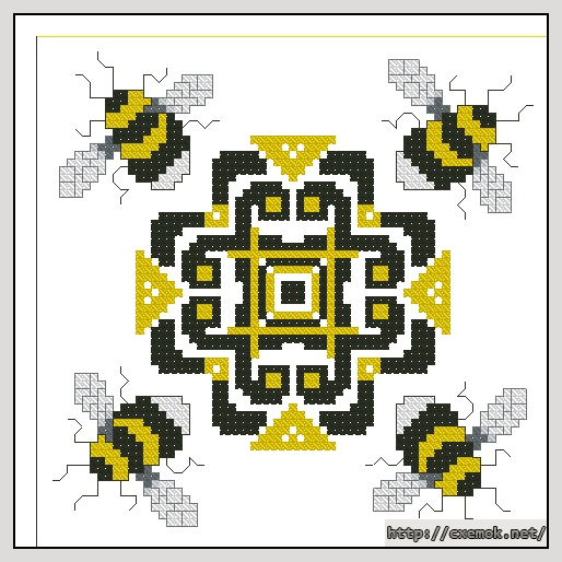 Скачать схемы вышивки нитками / крестом  - Бискорню с пчелками