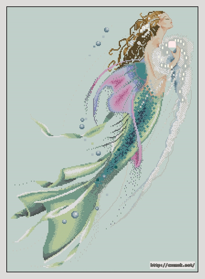 Скачать схемы вышивки нитками / крестом  - Mermaid of pearls, автор 
