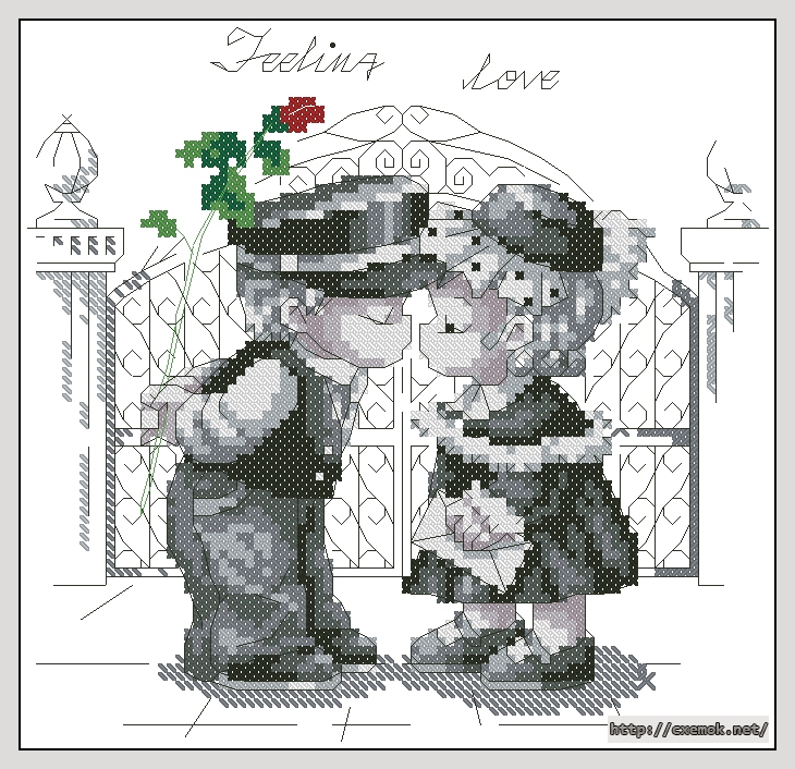 Download embroidery patterns by cross-stitch  - Feeling love, author 