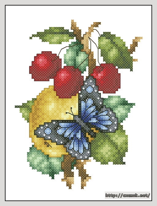 Download embroidery patterns by cross-stitch  - Butterfly towel