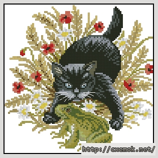Download embroidery patterns by cross-stitch  - Kitty and frog, author 