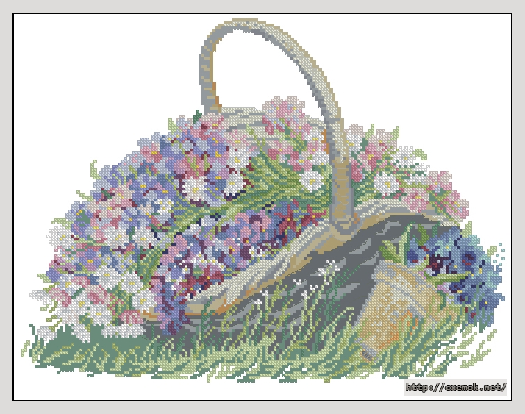 Download embroidery patterns by cross-stitch  - Basket with flowers, author 