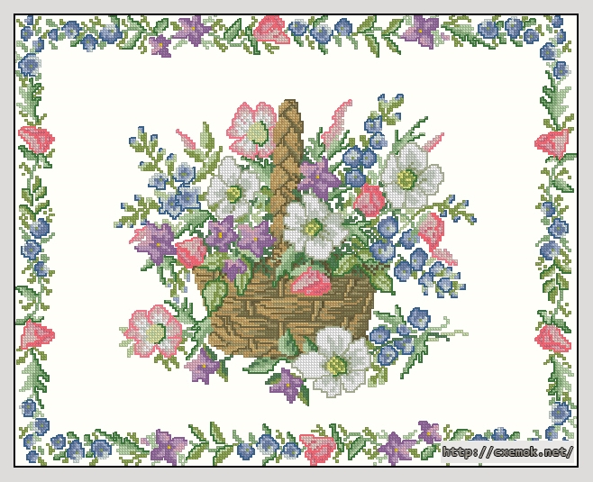 Скачать схемы вышивки нитками / крестом  - Flower basket, автор 