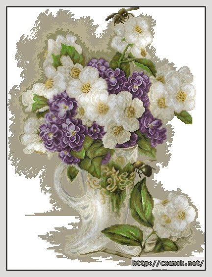 Сирень и жасмин g Вышивка нитками > Luca-S > Цветы. Lilac and Jasmine