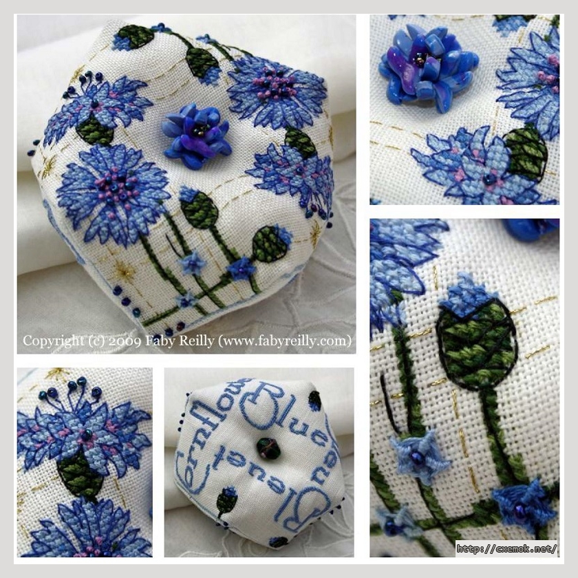 Download embroidery patterns by cross-stitch  - Cornflower biscornu, author 