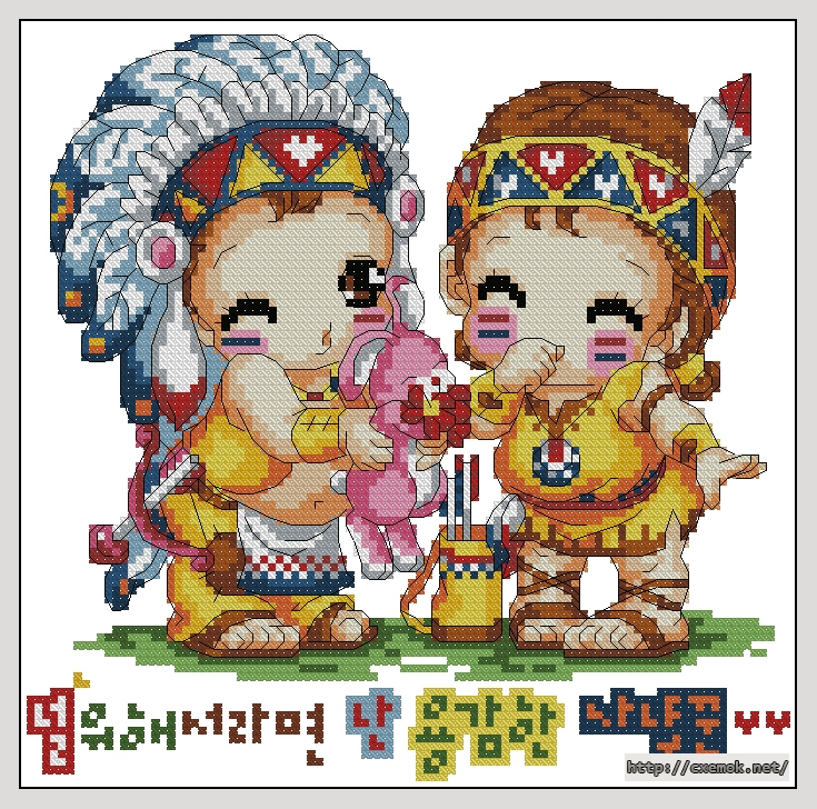 Download embroidery patterns by cross-stitch  - Играем в индейцев, author 
