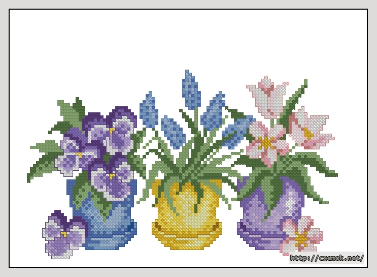 Download embroidery patterns by cross-stitch  - Цветы в горшках, author 