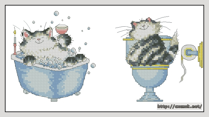 Скачать схемы вышивки нитками / крестом  - Кошка в ванной, автор 