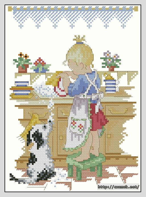 Download embroidery patterns by cross-stitch  - In the kitchen, author 