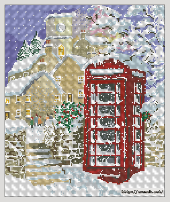 Download embroidery patterns by cross-stitch  - Winter telephone box, author 