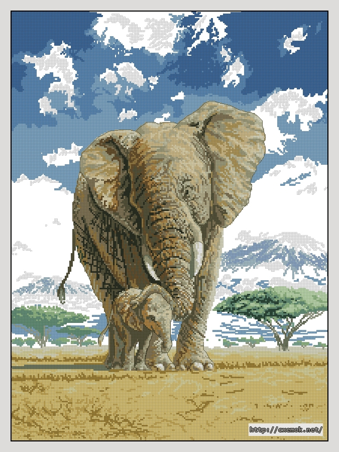 Скачать схемы вышивки нитками / крестом  - Elephants, автор 