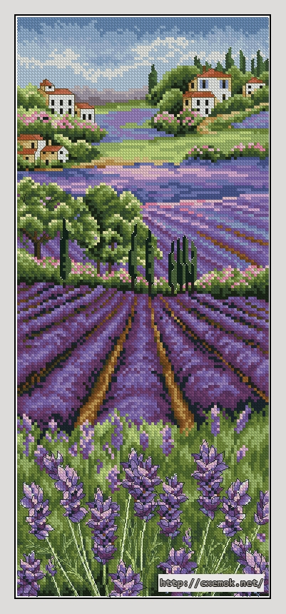 Скачать схему вышивки нитками Provence Lavender Scape, автор 