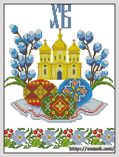 Download embroidery patterns by cross-stitch  - Рушник пасхальный 