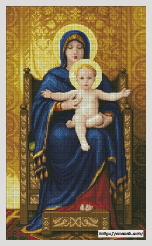 Скачать схемы вышивки нитками / крестом  - Мадонна с младенцем на троне, автор 