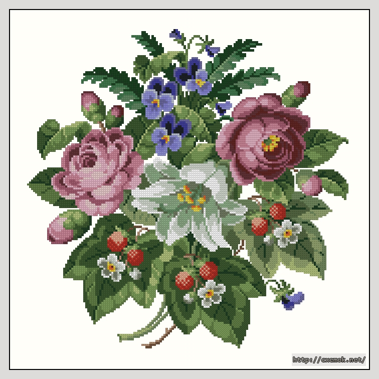 Download embroidery patterns by cross-stitch  - Roses and strawberries, author 