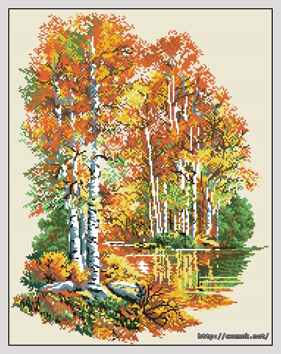Скачать схемы вышивки нитками / крестом  - Autumn forest, автор 