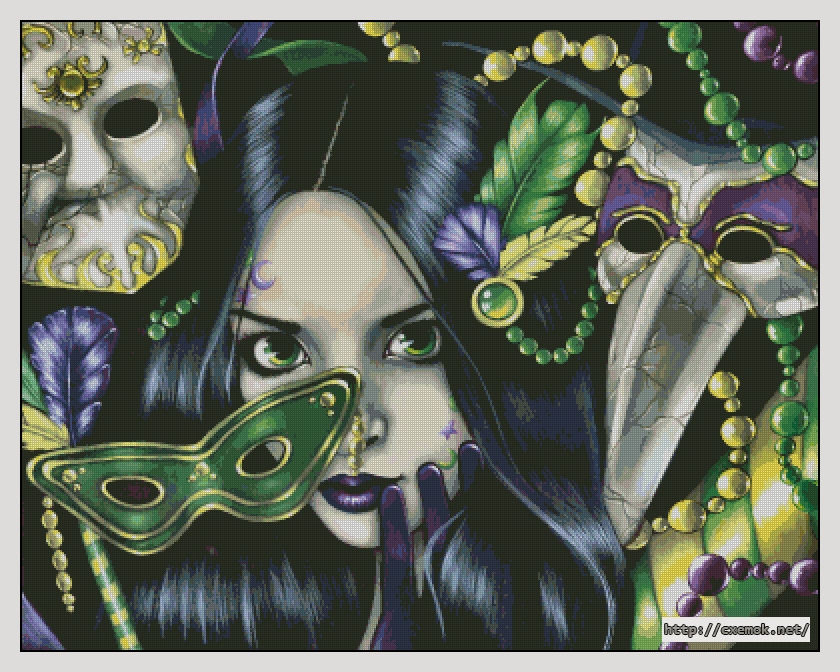 Завантажити схеми вишивки нитками / хрестом  - Mardigras masquerade, автор 