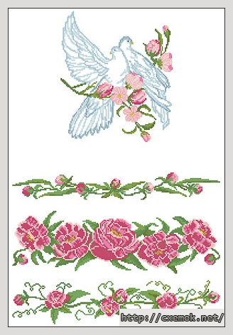 Download embroidery patterns by cross-stitch  - Рушник с голубями
