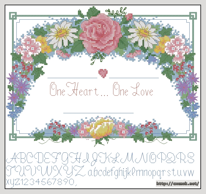 Скачать схемы вышивки нитками / крестом  - One heart one love wedding record, автор 