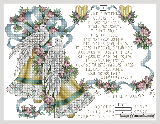 Download embroidery patterns by cross-stitch  - Corinthians wedding bells, author 